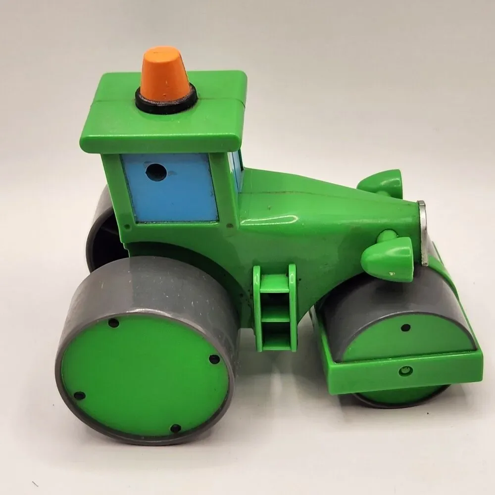 Vtg Bob the Builder Vehicle Green Roley Steamroller Plastic Toy 3.5